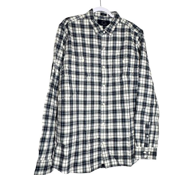 Even Tide Long Sleeve Button Up Shirt Black White Plaid NWT Size Large Tall - Picture 2 of 10
